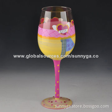New Arrive Hand Painted Wine Glass with 405mL Capacity